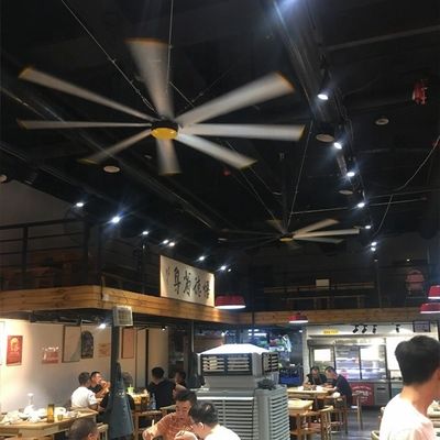 Bom preço. Lâmina de liga Al-Mg de 2,4 m ventilador de teto HVLS sem escovas para economia de energia em hotéis ou domésticos on-line